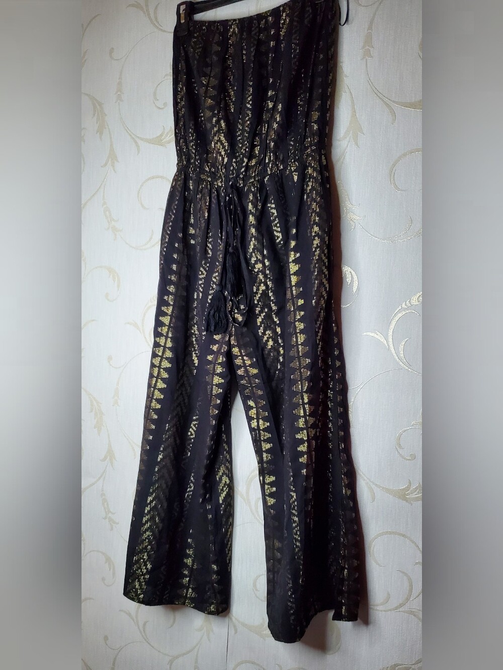 Elan Black Metallic Gold Romper Nwot Medium